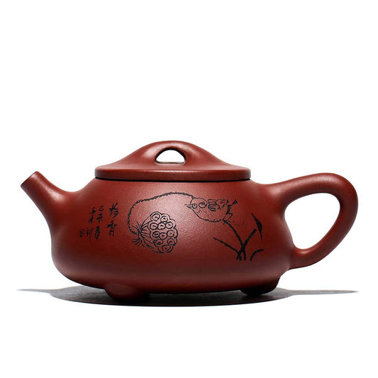 Yixing Clay Teapot 9oz Chinese Zisha Clay Shipiao Lotus Pot Purple Mud Kungfu Tea Set Kettle