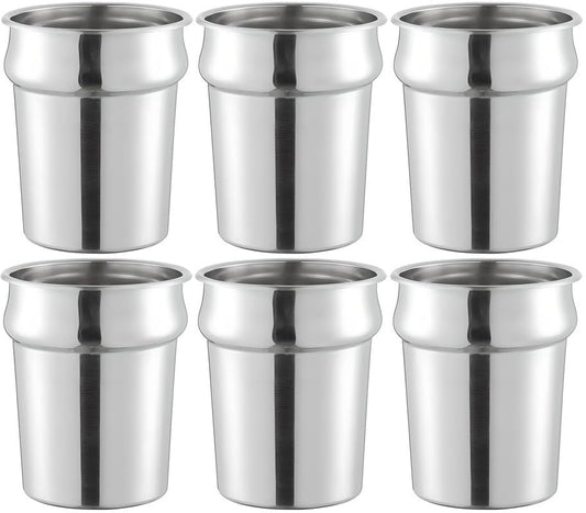 OCS Parts Pro Series 6-Pack 4 Quart Vegetable Inset Pots | 7.81" x 7.5" Stainless Steel Pot for Sauces, Soups, Stovetop, Soup Warmers, Steam Tables or Kitchen Utensil Organization
