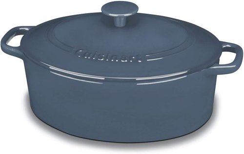 Cuisinart Enameled Cast Iron Oval Casserole - Provencal Blue, 5.5-Quart for Perfect Cooking