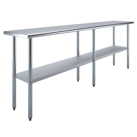 18" X 96" Stainless Steel Work Table with Under-Shelf | NSF Certified | Kitchen Island Food Prep | Laundry Garage Utility Bench