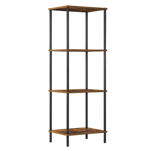 ETELI Tall End Table 4 Tier Wood Skinny Side Table Living Room with Storage Shelf Nightstand Bedside Table Plant Stand for Bedroom Office Dorm, Rustic Brown