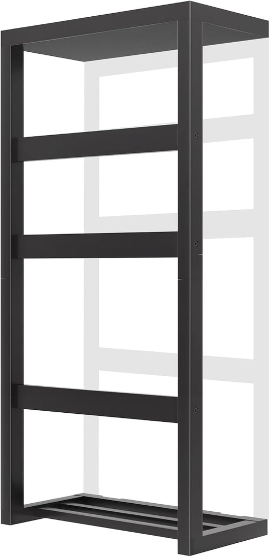 Bamboo Wall Blanket Ladder, 4-Tier Towel Racks, Blanket Holder with Anti-Slip Construction Home Decor, Decorative Blanket, Quilt, Towel, Scarf Ladder Shelves for Bathroom, Living Room, Bedroom, Black