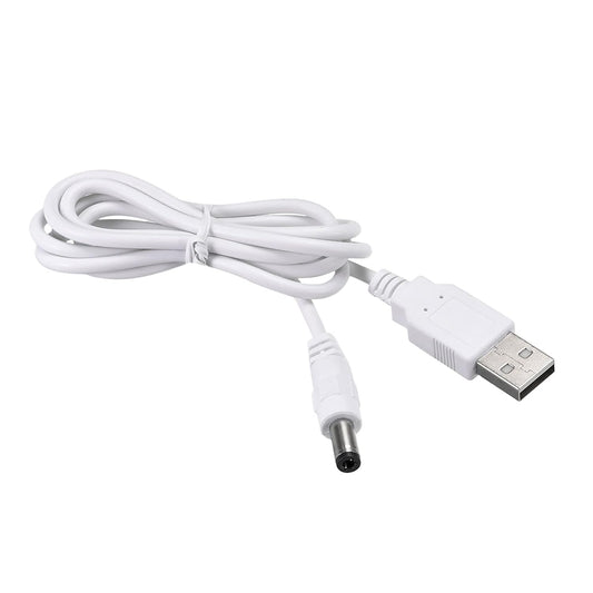 5.5x2.5mm/ 2A/ DC Power Cable USB Male to Male Connectors Jack Socket Wire [for CCTV DVR LED Strip Light] - White