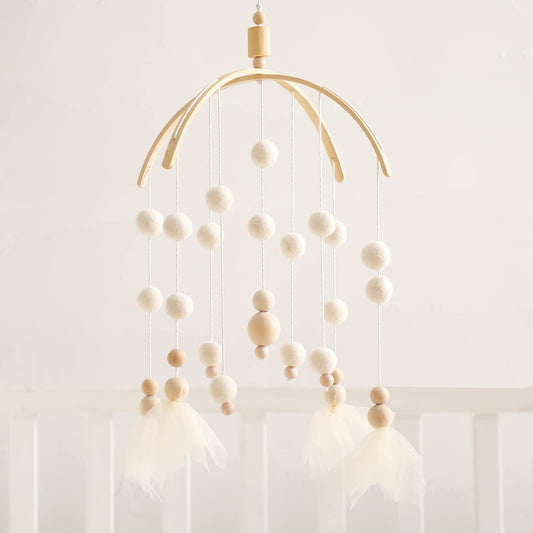 Baby Mobile 100% Felt Ball Bed Bell Mobile Crib Jewelry Creative Pendant Toy Wooden Wind Chime Nursery Decoration