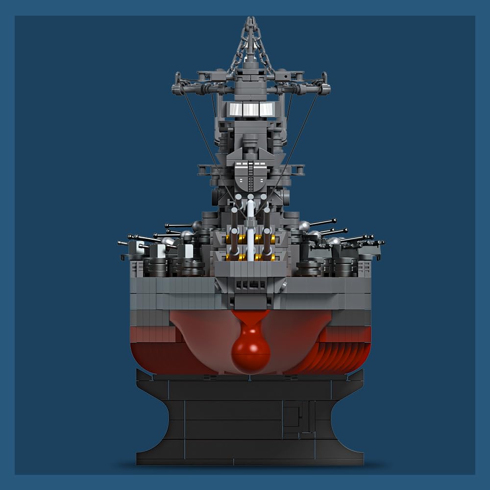 MISINI M7001 1:300 Japanese Yamato Battleship Building Blocks Set, 2569 Pieces WWII Navy Ship MOC Toy, Excellent Battleship Model Building Gift and Collection for Military Enthusiasts and Adults