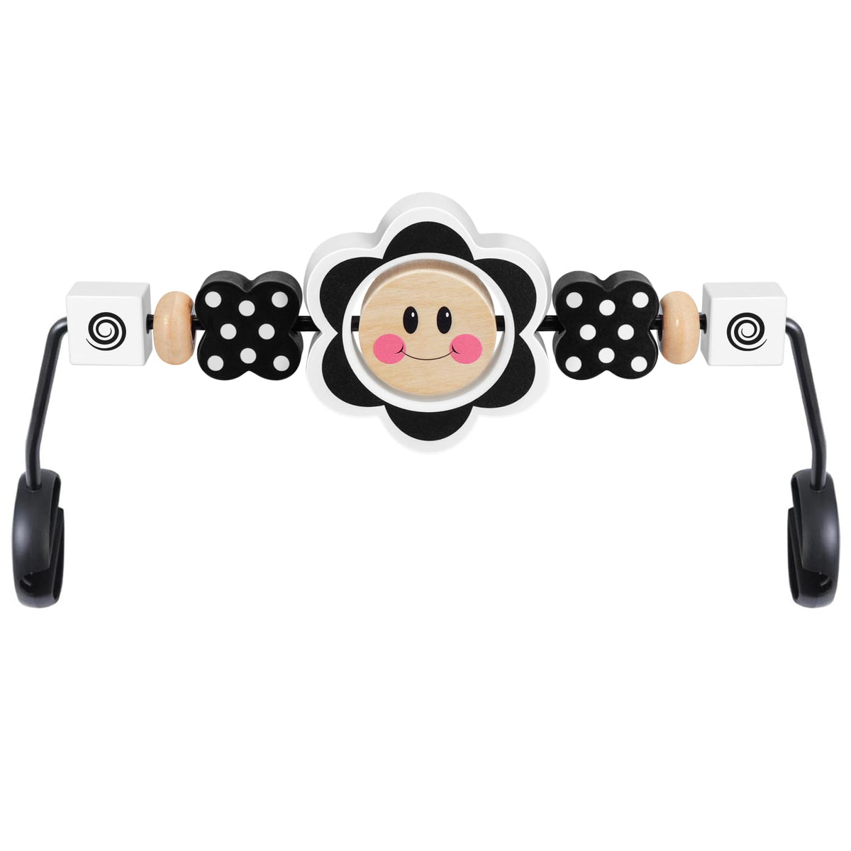 iGRATENS Baby Bjorn Bouncer Toy Bar, Toy for Baby Bouncer Soft & Bliss, Easy to Attach and Remove, Child-Friendly Materials, Exciting Design for Curious Babies, Black and White Flowers