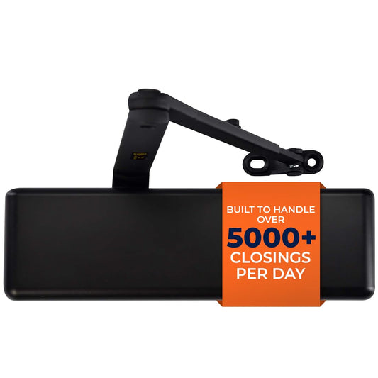 Boomerang D9016 Extra Heavy-Duty Designer Auto Commercial Door Closer, Multiple Mount Options, Door Closer for Extreme Traffic Areas, ADA & UL 3 Hour Fire Rated, Matte Black (US19)