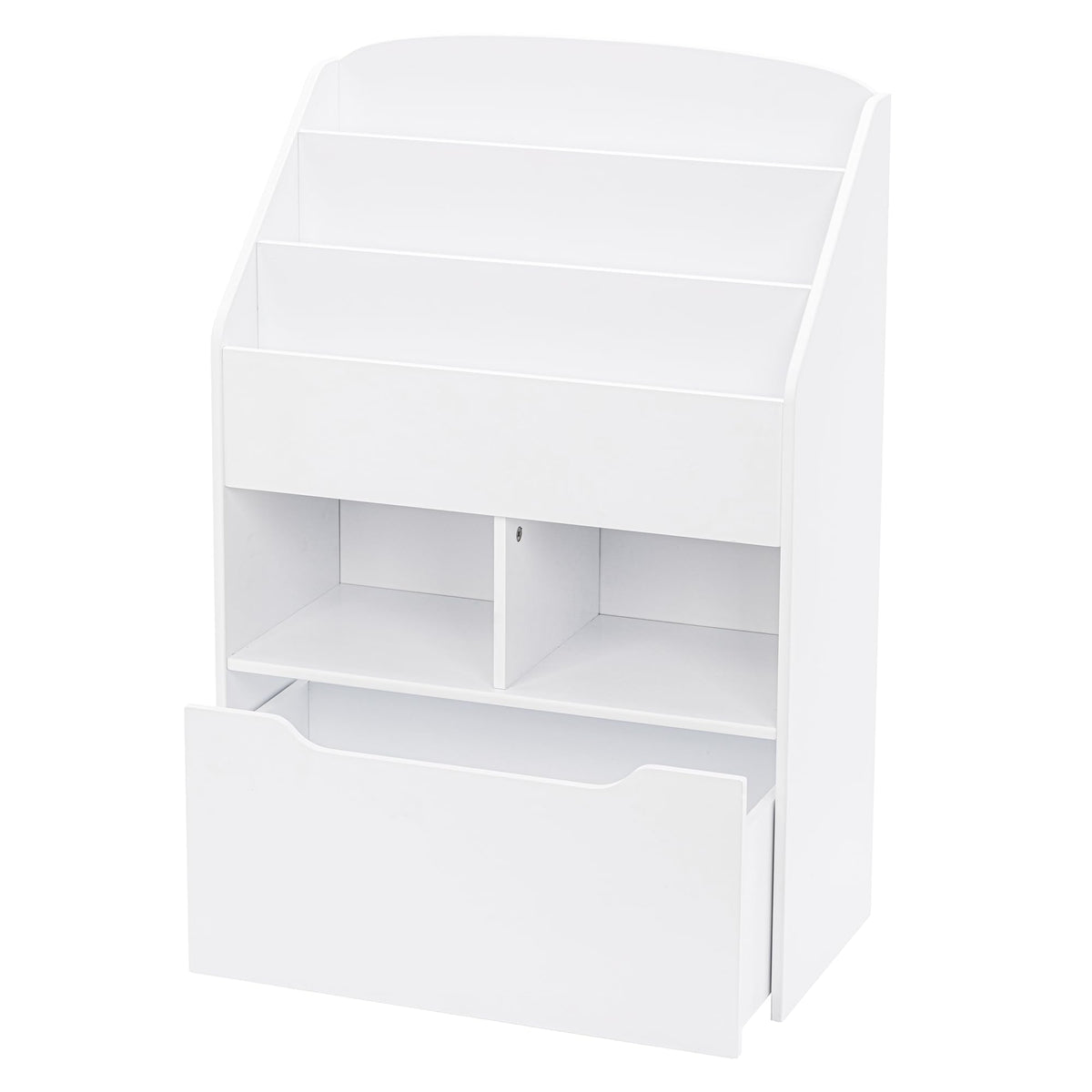 UTEX Kids Bookshelf with Movable Toy Box, Toddler Book Shelf and Toy Storage, Children Book Display Rack Toy Chest Combo for Kids Room & Nursery, White