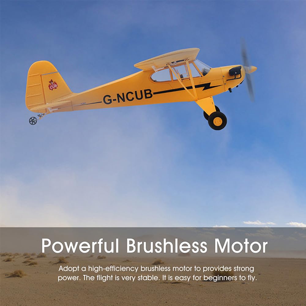 Park10 Toys RC Plane 5CH J3-CUB Remote Control Airplane for Adults 1406 Brushless Motor Outdoor 3D6G Fixed Wing Stunt RC Aircraft with Replaceable Parts (2BSL Yellow)