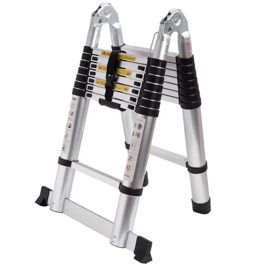14.44 FT A Frame Telescoping Ladder Adjustable Multi-Purpose Collapsible Extension Ladder,Heavy Duty 330 lbs Max Capacity, Ideal for Home and Outdoor Work(2.2m+2.2m/14.44FT-A Frame)