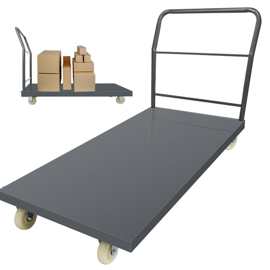 30"x60" Heavy Duty Flatbed Platform Cart 2000 lbs, Steel Rolling Platform Truck with Removable Handle and Swivel Wheels, Industrial Flat Dolly Cart for Warehouse, Office, Luggage Transport