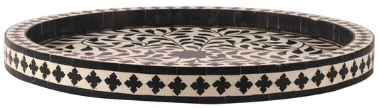 Bone Inlay Serving Tray Handcrafted Decorative Tray with Natural Bone and Resin Elegant Floral or Geometric Inlay Design Boho, Vintage & Ethnic Home Décor for Kitchen, Coffee Table & Vanity