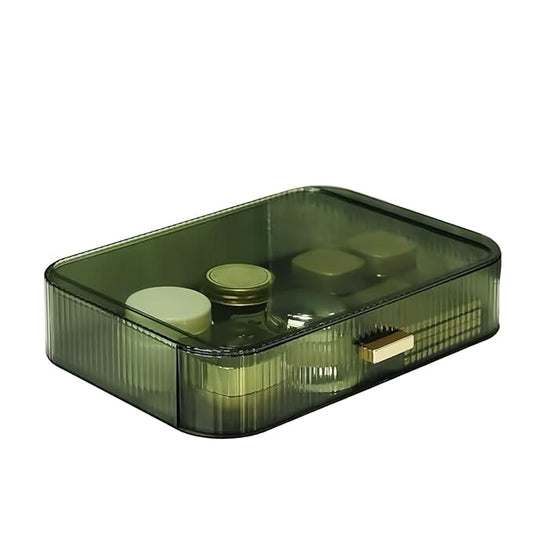 Stackable Cosmetics Organizer Drawers, Bathroom Vanity Makeup Organizers and Storage, Ideal for Desk and Dresser Countertops, Great for Palette, Skincare, Lipsticks, Nail Care. Green