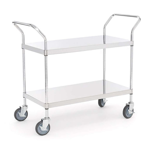 18" x 46" x 37" Stainless Steel Two Shelf Utility Cart - Commercial Heavy-Duty NSF Service Cart with Handles, Storage Rolling Shelving for Warehouse, Office, Food Service