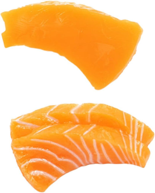 2pcs FRCOLOR Fake Salmon Slice Models Simulation Sashimi Food Prop for Kitchen Decor and Photography Realistic Japanese