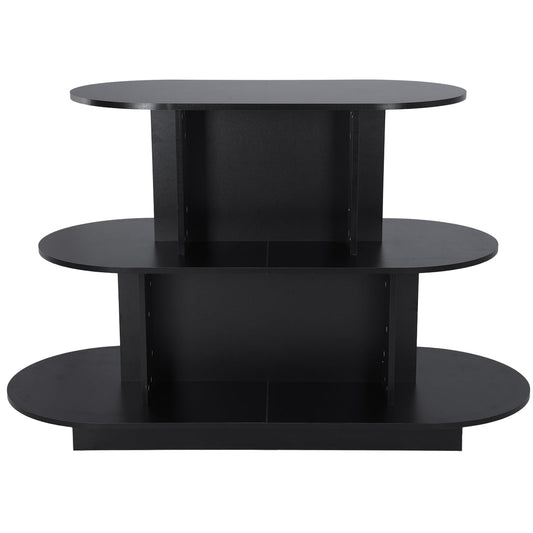 3 Tier Wooden Oval Display Table Modern Standing Display Riser Shelf Retail Table for Stores Vendor Events 55in W x 23.6in D x 35in H