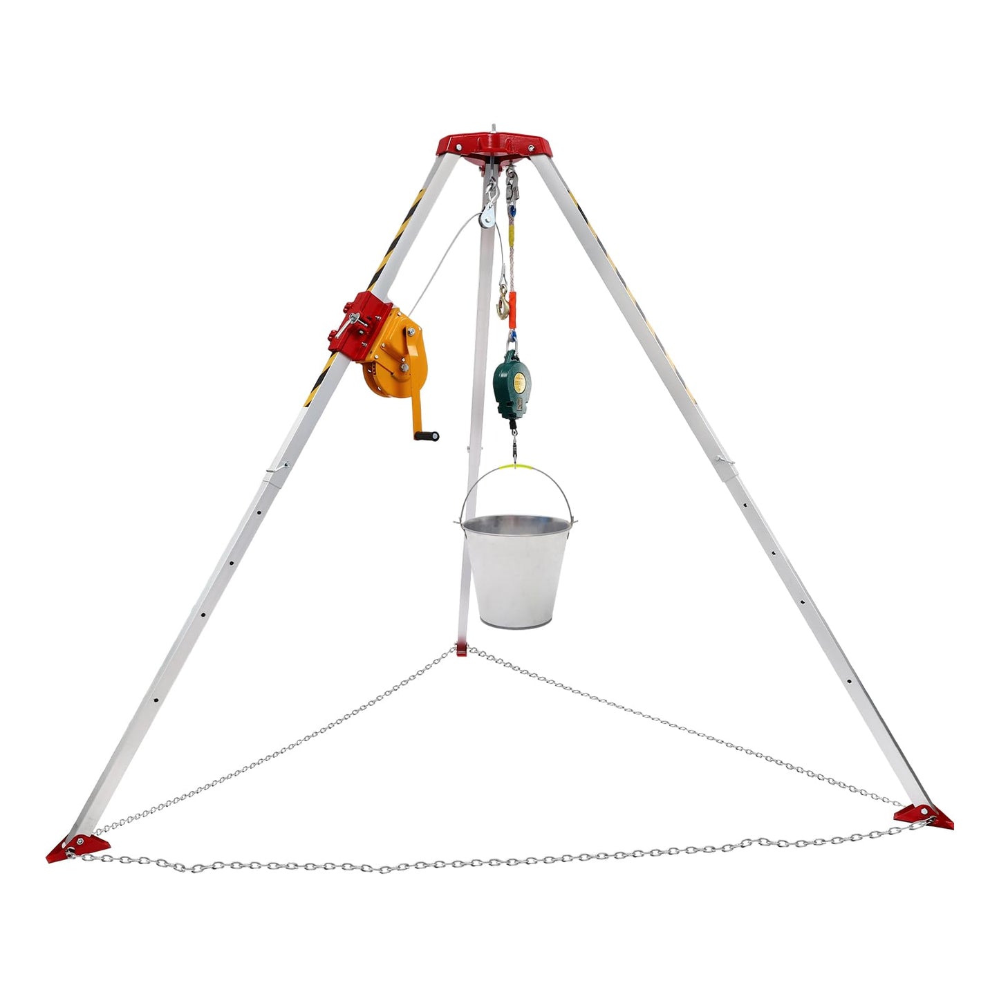 CRYBY Confined Space Tripod Kit, 1800lbs Load Confined Space Rescue Tripod with Fall Arrester & 2 Storage Bags, Manual Sewer Rescue Tripod for Traditional Confined Spaces, 5.2-8ft Working Height