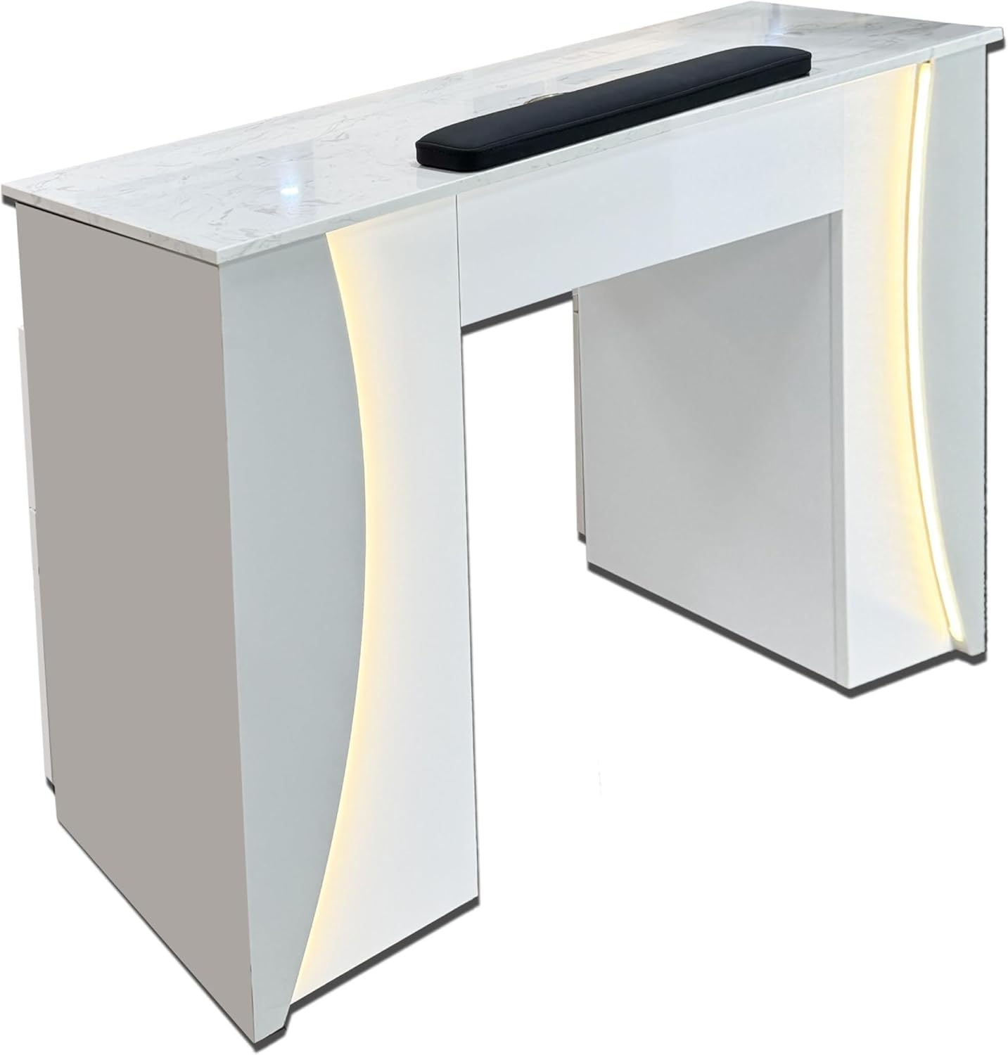 Venus Manicure Table Fan and Chair Set – Modern LED Nail Station Desk with Technician & Customer Chair, Ergonomic Design, Black & White Finish (Grey, Choco)