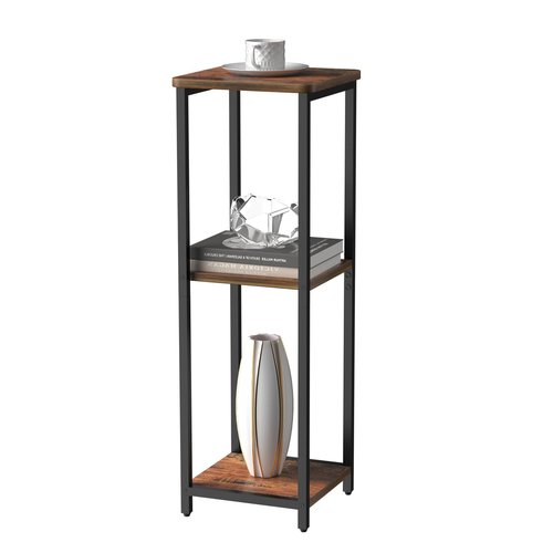 GHIMIGN 10" Wide Square Drink Table with Adjustable Feet - 3-Tier Small Side Table for Apartments, Balcony & Office | Space-Saving, Lightweight & Multi-Functional (Plants, Books, Drinks)