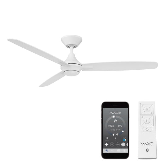 Blitzen Indoor and Outdoor 3-Blade Smart Ceiling Fan 54in Matte White with Remote Control, Matte White