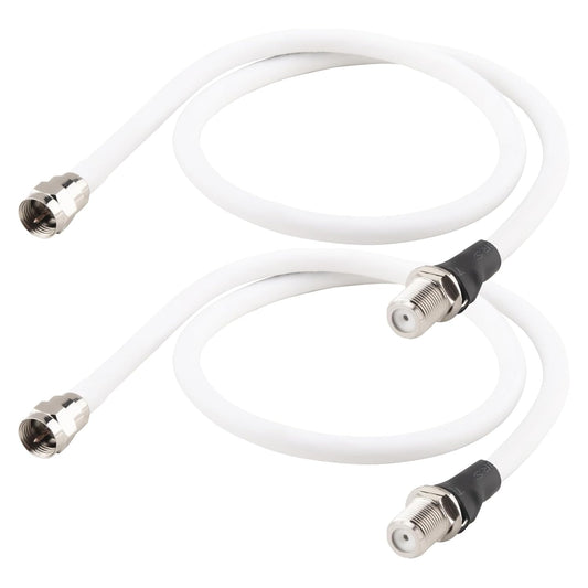 2PCS RG6 1.64ft RG6 Boobrie F Type TV Cable F Type Male to F Female Coaxial Cable TV Antenna Extension for DVR, VCR