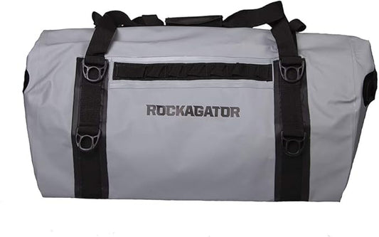 Waterproof Duffle Bag for Travel and Camping with Roll-Top Closure, Durable, All-Weather, and Versatile Dry Bag - Rockagator Mammoth Series (60 Liter, Grey/Black)