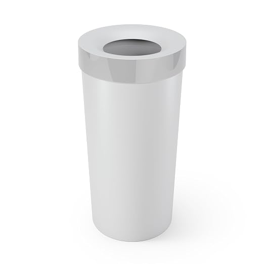 Umbra Vento Kitchen Trash Can â Large 16 Gal (62 L) Open Top Garbage Can for Home & Office â Modern Clean Design, Grey