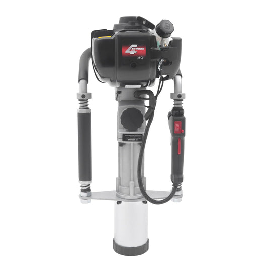 37.7cc CC 4-Stroke Gas Powered T Post Driver, 1.2KW Portable Fence Post Driver w/Air-Cooled System, 8500RPM Petrol Pile Driver Hammer w/ 2 Pile Heads(45mm 55mm) for A Series of Pile-driving Projects