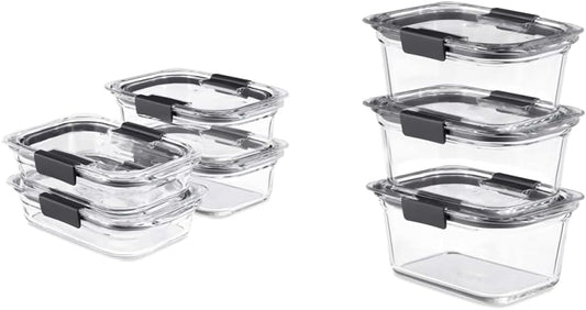 Rubbermaid Brilliance Glass Storage Containers - Set of 4 Medium 4.7-Cup Clear Food Containers with Lids
