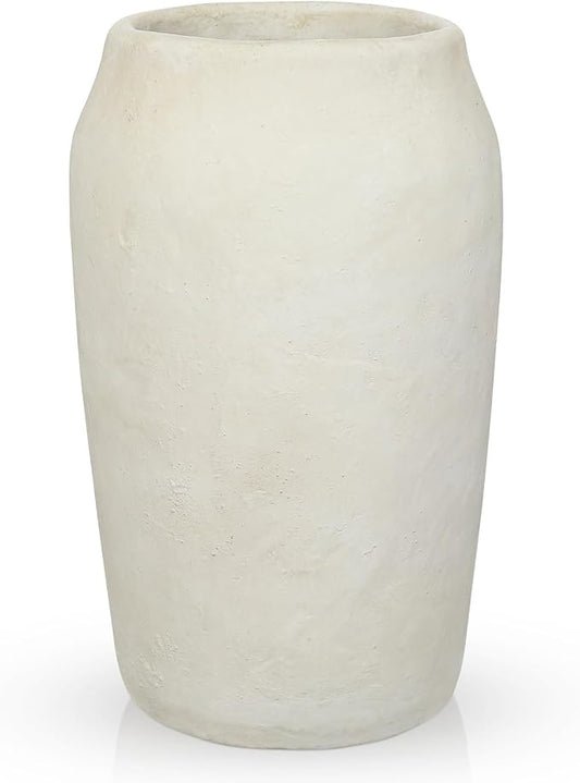 Briful Rustic Vintage Ceramic Vase, 11.8'' Farmhouse Table Decor with Wide Mouth, Large Decorative Vase for Home Decor, Living Room, Entryway & Shelf Styling, Beige