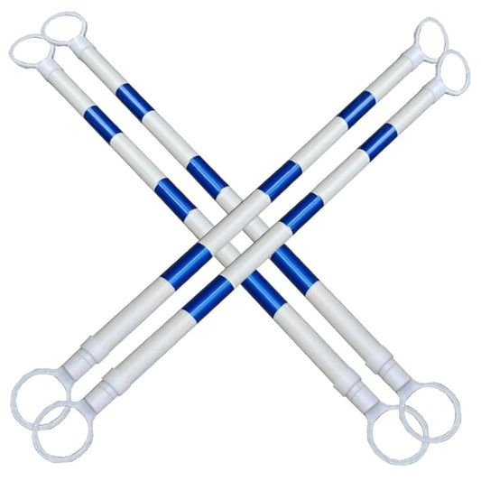 12 Pcs Telescopic Traffic Cone Barrier - Adjustable 5.2 to 9.8 Ft, Reflective Blue & White Tape, Outdoor Safety Extension Poles, Durable Traffic Control, Ideal for Events & Road Safety