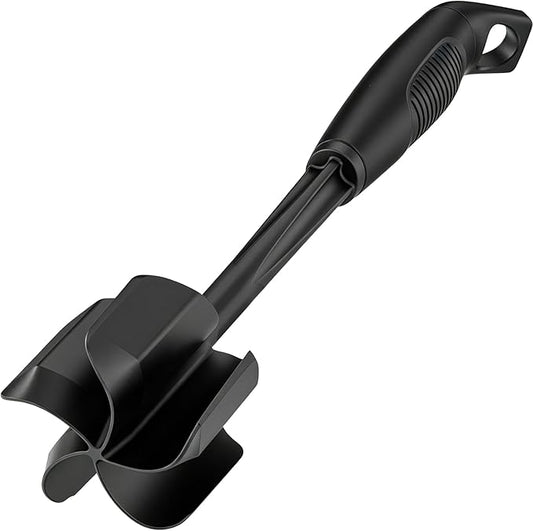 Ourokhome Meat Chopper and Potato Masher, Heat Resistant Nylon Ground Beef Smasher for Hamburger, 5 Curved Blades Nonstick Mixer & Stirrer, Practical Kitchen Gadgets, Black