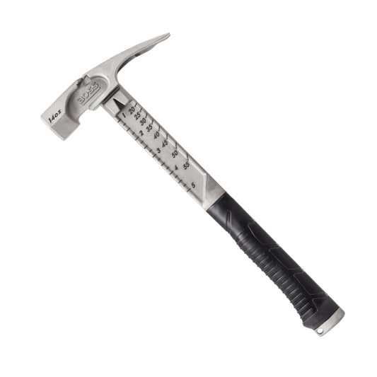Boss Hammer 14 oz. Pro Plus Titanium Hammer - Ti64 Construction Grade, New Side Nail Extractor, 20% Thicker Handle, 1/4" Tether Hole - Milled Face - Made in the USA - BHPPS14TIM