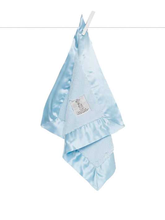 Little Giraffe Luxe Ultra-Plush Mini Blanky 17″×17″ – Baby Security Blanket & Lovey, Faux-Fur Plush with Satin Border, Newborn Infant Snuggle Blanket Gift - Blue