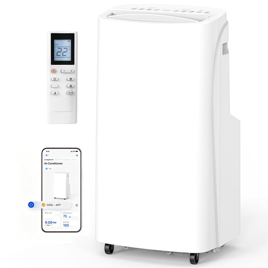 14,000 BTU Portable Air Conditioner & Heater Combo, 4-in-1 AC Unit Cools/Heats/Dehumidifies/Fan, Wi-Fi Smart for Room Up to 700 Sq.Ft, Remote Control, 360° Wheels for Bedroom Large Room