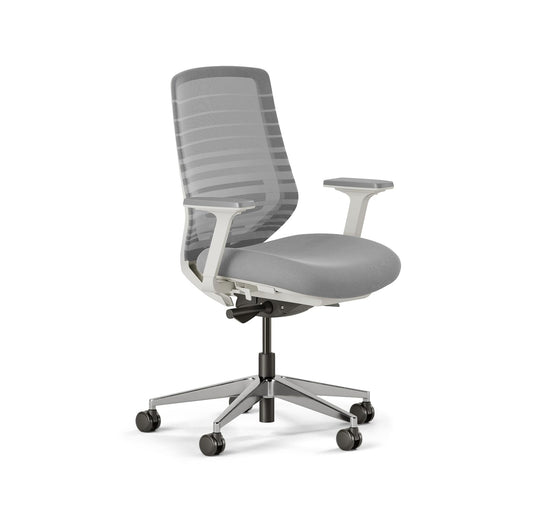 Branch Ergonomic Chair - A Versatile Desk Chair with Adjustable Lumbar Support, Breathable Mesh Backrest, and Smooth Wheels - Experience Optimal Comfort and Support - Pebble - White