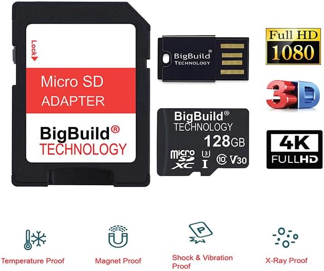 BigBuild Technology 128GB 100MB/s U3 A10/A10e/A10s, A11, A12, A13 Ultra Fast microSDXC Memory Card for Samsung Galaxy