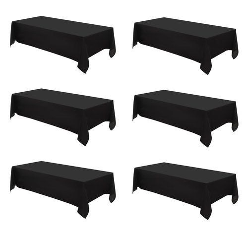 Aocoz Rectangle Tablecloths 90x132 Inch 6 Pack Black Tablecloth for 6ft Washable Decorative Linen Polyester Table Cloths for 8ft Dining Table Banquets Buffet Parties and Wedding