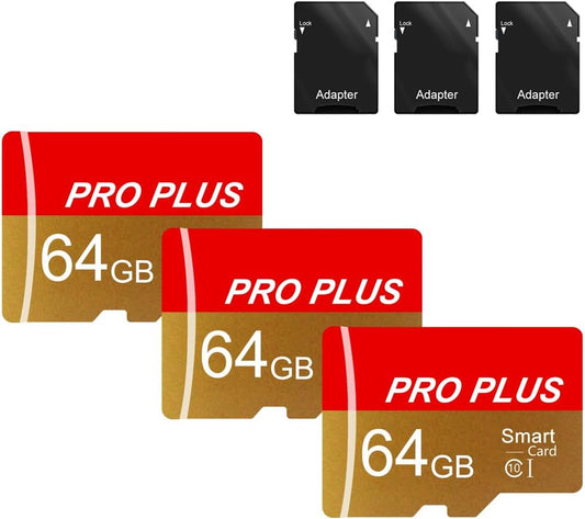 Bliksem 3 Pack 64GB C10 A1 (TF162 64GB-3 Pack) TF Card with Adapter, High Speed Memory Card, UHS-I Memory TF Card