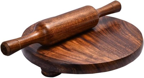 ARTISENIA Wooden Chapati Chakla Belan Set – 9 Inch Round Roti Rolling Board with Rolling Pin | Handmade Wooden Roti Maker | Kitchen Utensil for Rolling Chapati, Paratha, Puri & Dough