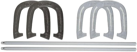 Franklin Sports Horseshoes Set - Metal Horseshoe Game Set for Adults + Kids - Official Weight Steel Construction - Beach + Lawn Outdoor Game Set - Advanced Set