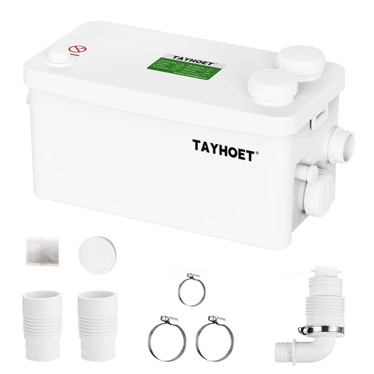 1.1HP Utility Sink Pump, 800W Macerator Pump with 3 Upgraded Inlets for Basement, Kitchen, Sink, Shower, Bathtub, Laundry