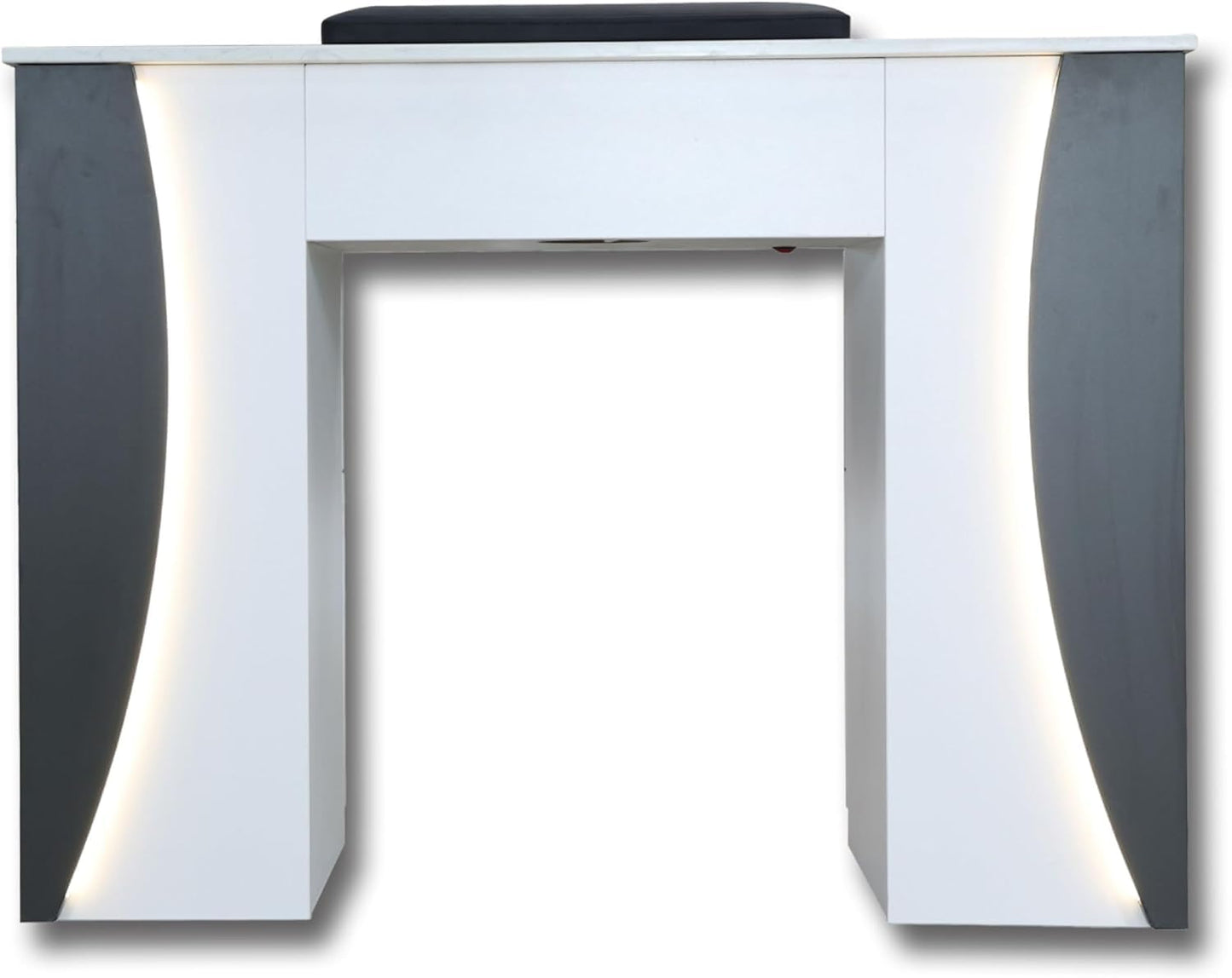 Venus Manicure Table Fan and Chair Set – Modern LED Nail Station Desk with Technician & Customer Chair, Ergonomic Design, Black & White Finish (Espresso, Capuchino)