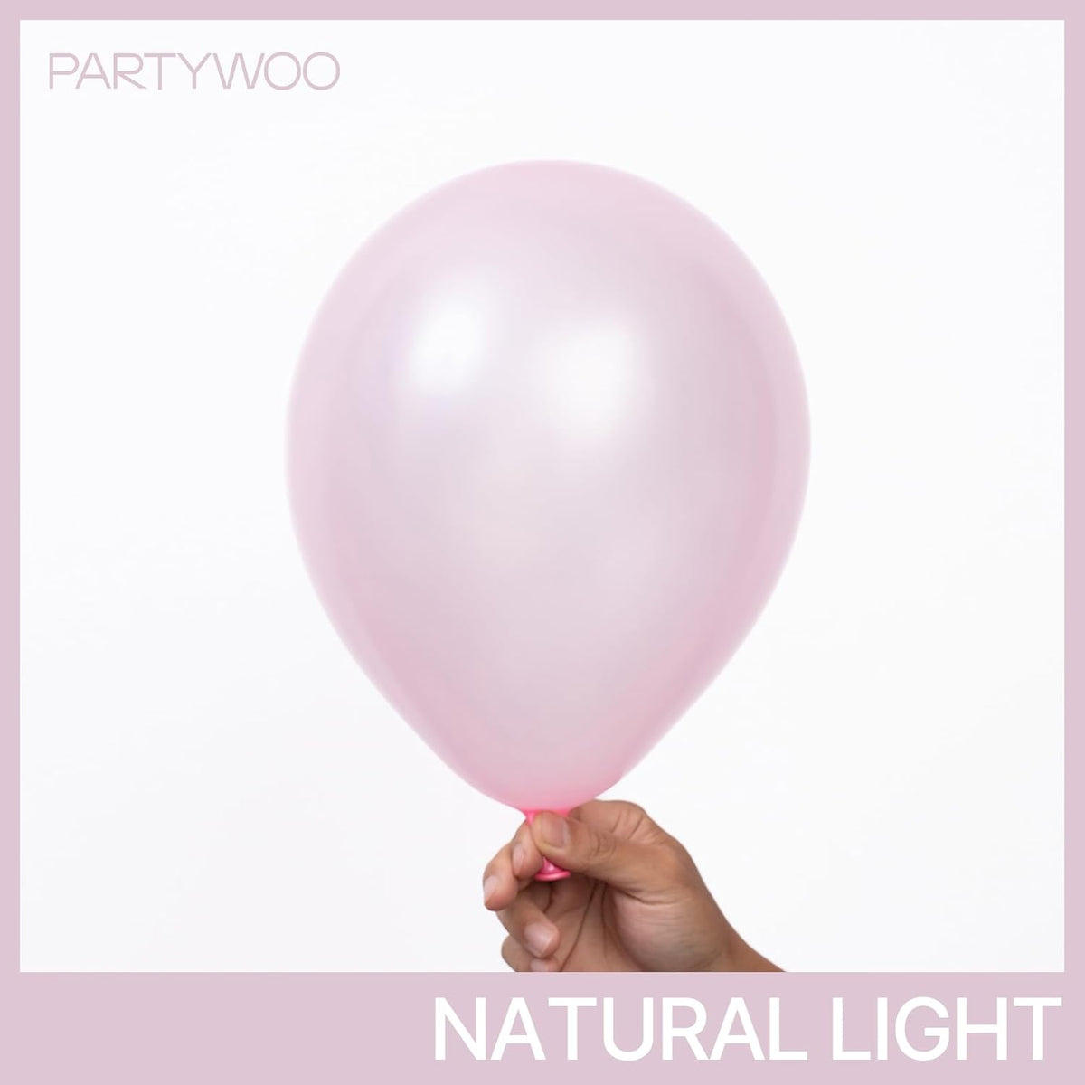 PartyWoo Light Pink Balloons - 50 Pcs 12 Inch Pearl Latex Helium Balloons for Baby Showers & Parties