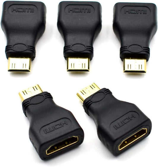 Bei Qian 5 Pack Gold Plated Mini HDMIi Male to HDMI Female High Speed HDMI Type C to Type A Compatible Adapter