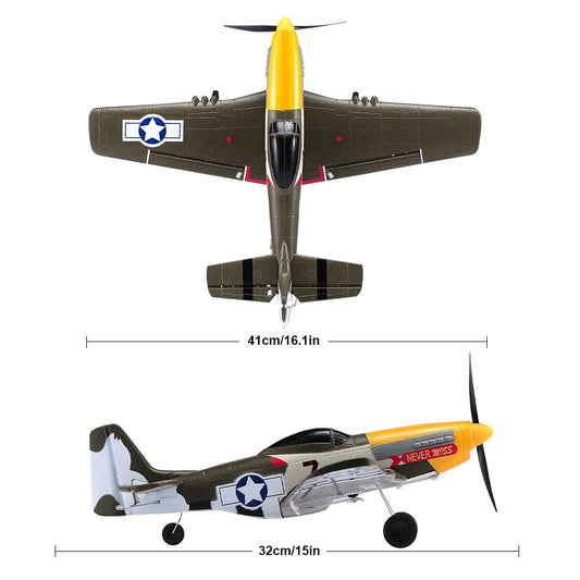 RoofWorld RC Plane 4 Channel Remote Control Airplane Ready to Fly P51D Mustang RC Airplane Easy Control for Beginners Adults