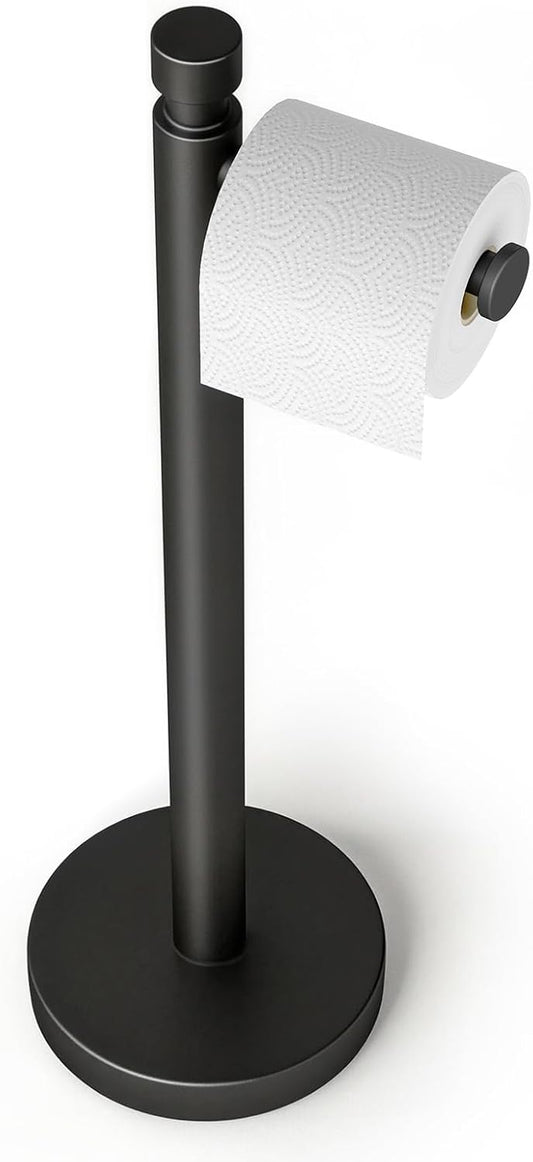YUMORE Heavy Duty Toilet Paper Holder Stand - Matte Black Stainless Steel Design, 4.4lbs Capacity