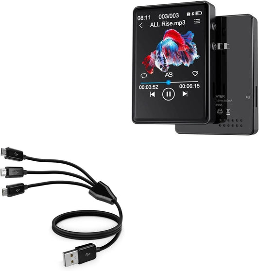 BoxWave S7 MP3 Cable Compatible with QNGEE Portable Player - MultiCharge MicroUSB Cable, Multiple Charging Cable Micro