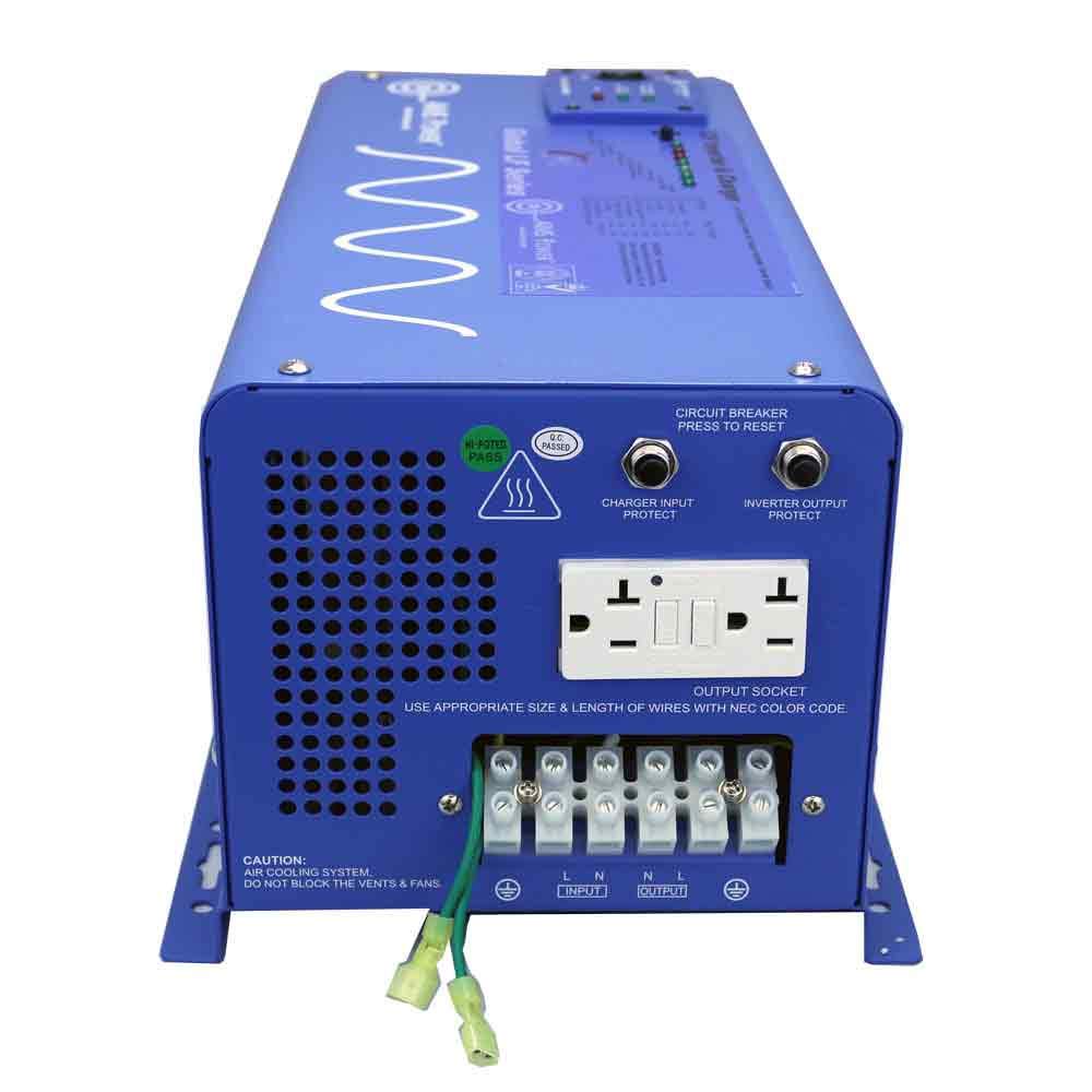 AIMS Power 2000 Watt 12 VDC Pure Sine Inverter Charger 120 VAC Output 70A Charger 30A Transfer Switch PICOGLF20W12V120VR