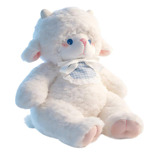 Tatuire Weighted Stuffed Animals White Lamb 14.6 inches Sheep Plush with Blue Eyes, Soft Baby Gift for Kids Girls Women Birthday.